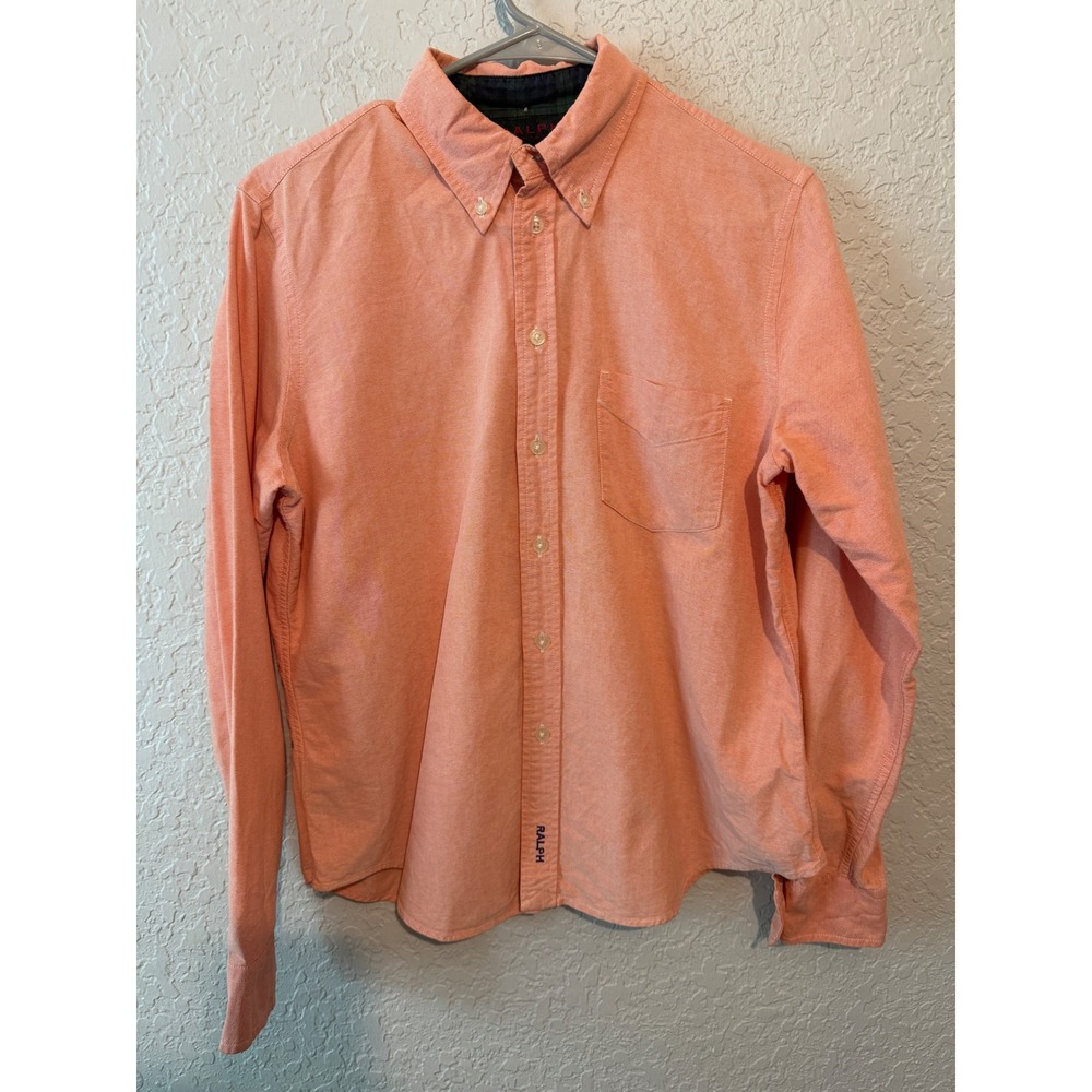 Ralph Lauren Vintage Oxford Button Down Shirt Large Salmon Pink Preppy Coastal